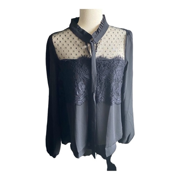 NWT-IRIS-STUNNING BLACK BLOUSE-SIZE LARGE - Picture 1 of 10